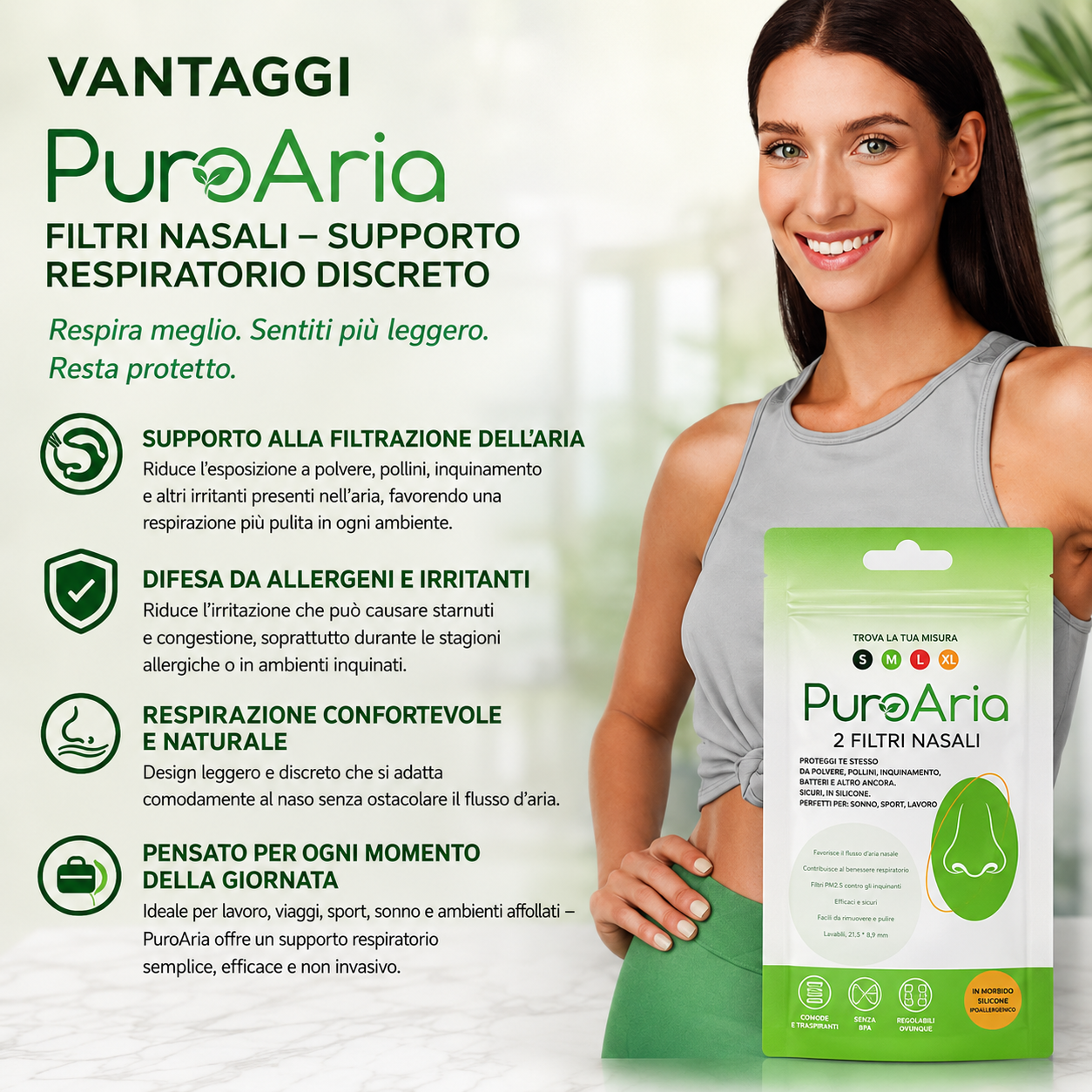 PuroAria™ - Filtri Nasali - Respira Più Pulito. Sentiti Più Equilibrato.