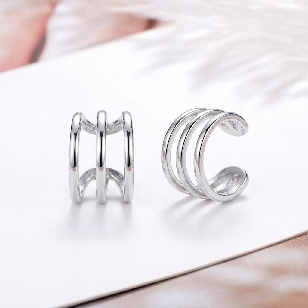 Earfix ear cuff a tre fasce argento senza foro